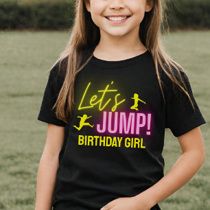 Neon Glow Trampoline Party Låt oss jump Birthday T Shirt