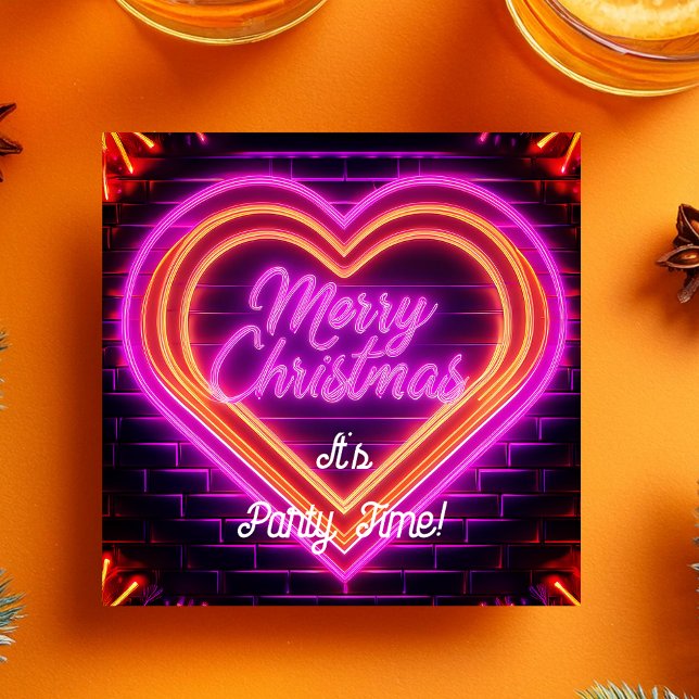 Neon God Jul Festlighet Inbjudningar (Skapare uppladdad)