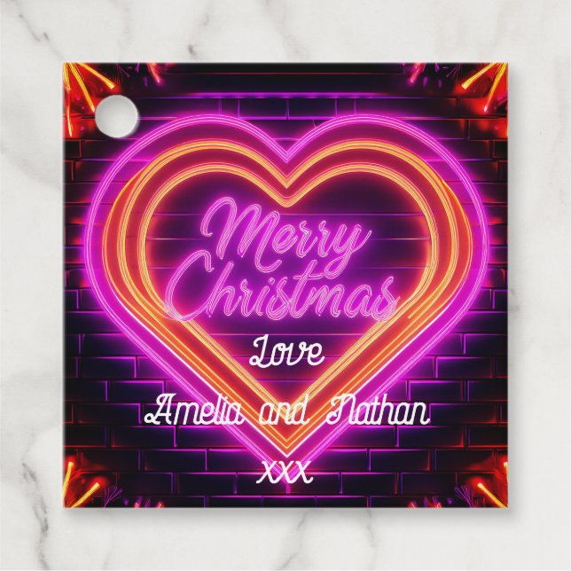 Neon God jul Personlig Gåvor Etiketter (Framsida)