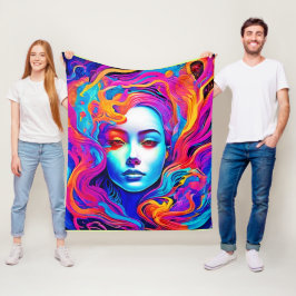 Neon Goddess Flowing Cosmic Hair Fleecefilt