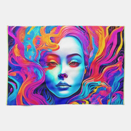 Neon Goddess Flowing Cosmic Hair Kökshandduk