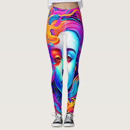 Neon Goddess Flowing Cosmic Hair Leggings