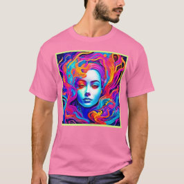 Neon Goddess Flowing Cosmic Hair T Shirt