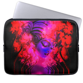 Neon Goddess in Enchanted Forest Laptop Fodral