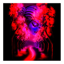 Neon Goddess in Enchanted Forest