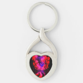 Neon Goddess in Enchanted Forest Twisted Heart Silverfärgad Nyckelring