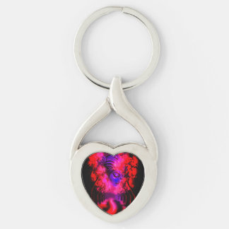 Neon Goddess in Enchanted Forest Twisted Heart Silverfärgad Nyckelring