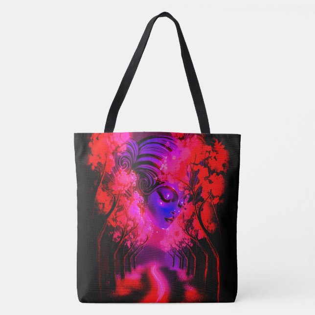Neon Goddess in Enchanted Forest Tygkasse (Framsida)