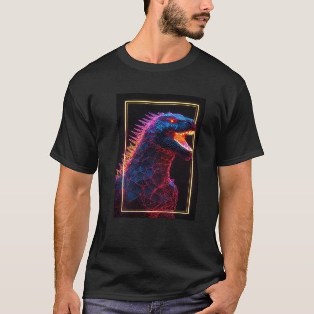 Neon Godzilla Polygons T Shirt (Framsida)