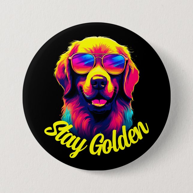 Neon Golden Retriever Knapp (Framsida)