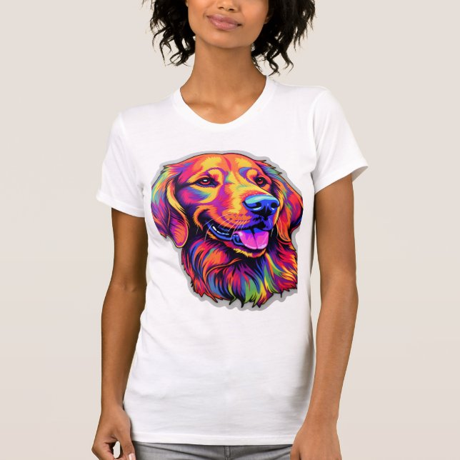 Neon Golden Retriever T Shirt (Framsida)