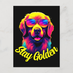 Neon Golden Retriever Vykort