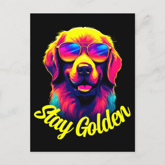 Neon Golden Retriever Vykort