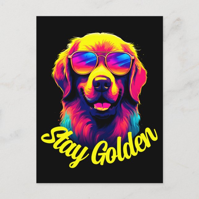 Neon Golden Retriever Vykort (Framsida)