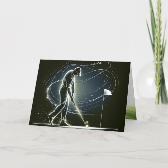 Neon Golfer Pshing Boll för födelsedagen Kort (Framsida)