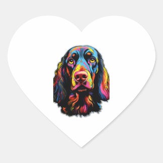 Neon Gordon Setter Hjärtformat Klistermärke
