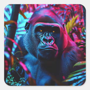 Neon Gorilla Fyrkantigt Klistermärke