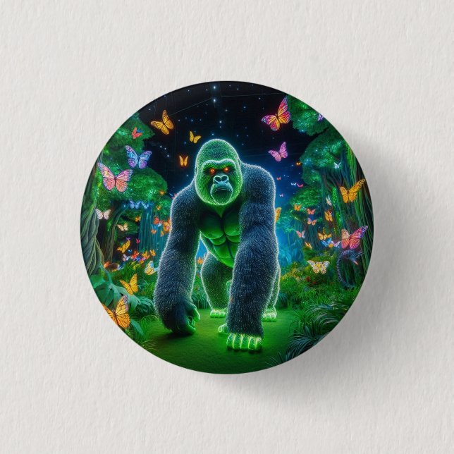 Neon Gorilla i natt Knapp (Framsida)