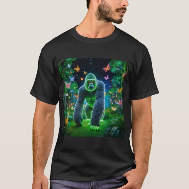Neon Gorilla i natt T Shirt (Framsida)