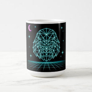 Neon Gorilla Synthwave - Retro Kraftmonster Kaffemugg