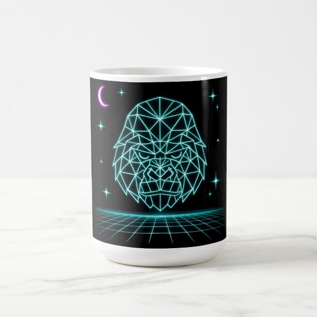 Neon Gorilla Synthwave - Retro Kraftmonster Kaffemugg (Center)
