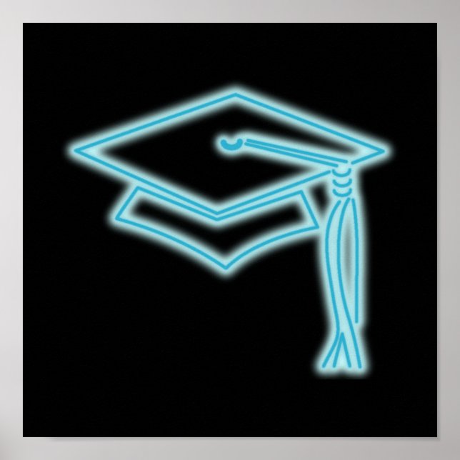 Neon Grad Cap Light Blue Poster (Framsidan)