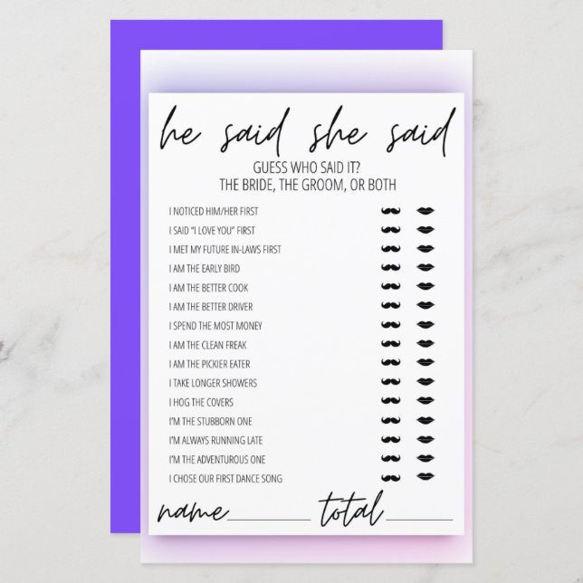 Neon Gradient sa att hon sa Möhippa Game (Fram/baksida)