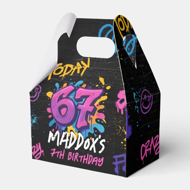 Neon Graffiti 6 7 Meme Trend Sex Sju Födelsedag Presentaskar (Framsidan Sidan)