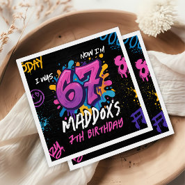 Neon Graffiti 6 7 Meme Trend Six Seven Birthday Pappersservett