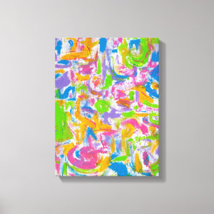 Neon Graffiti-Abstrakt Art Brushstrokes Canvastryck