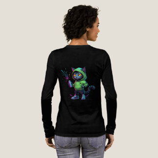 Neon Graffiti Cat - Futuristiska Cyberpunk T Shirt