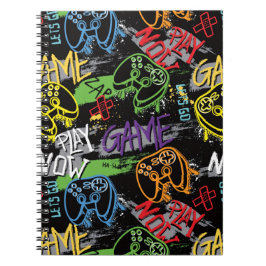 Neon Graffiti Gaming Pattern Anteckningsbok