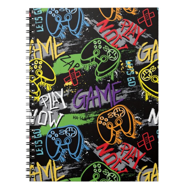 Neon Graffiti Gaming Pattern Anteckningsbok (Framsidan)