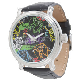 Neon Graffiti Gaming Pattern Armbandsur
