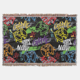 Neon Graffiti Gaming Pattern Filt