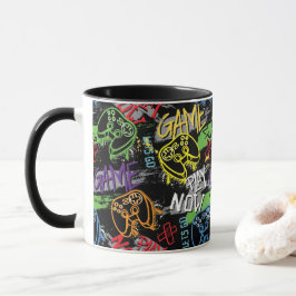 Neon Graffiti Gaming Pattern Mugg