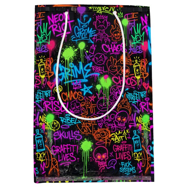 Neon Graffiti Gatukonst Collage Mönster (Framsidan)