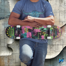 Neon Graffiti-Inspirerad med Abstrakt Gatumiljö Mini Skateboard Bräda 18,5 Cm