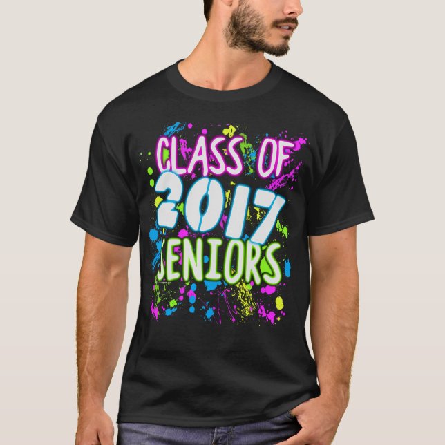 Neon Graffiti-klass 2017 Seniors Studenten Tee Shirt (Framsida)
