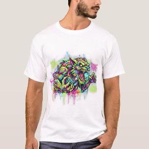 Neon Graffiti Monster Vit T-Shirt – Street Art B