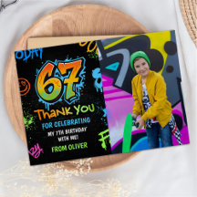 Neon Graffiti Six Seven Kids 7th Birthday Photo