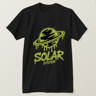 Neon Graffiti Solsystemet Saturnus Konst T Shirt