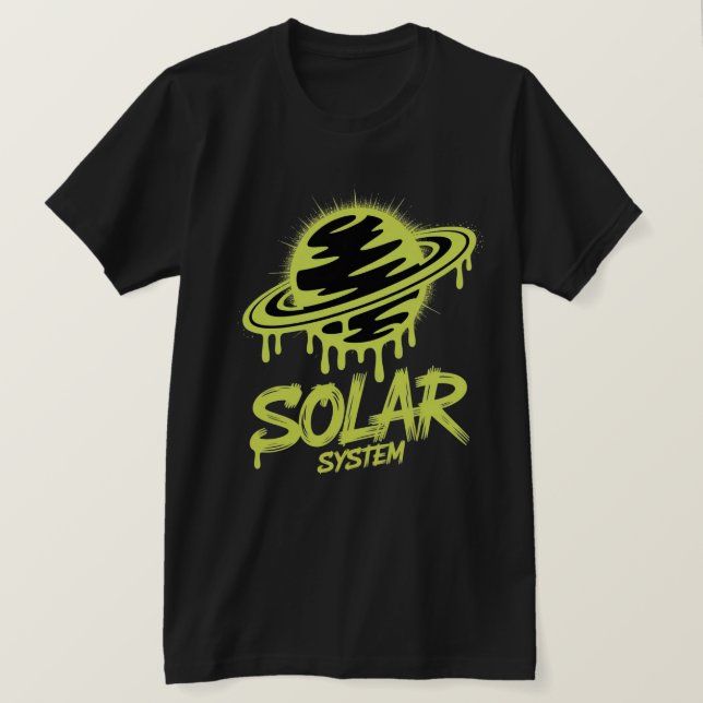 Neon Graffiti Solsystemet Saturnus Konst  T Shirt (Design framsida)