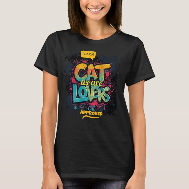 Neon Graffiti Typografi Kattälskare Popkonst T Shirt (Framsida)