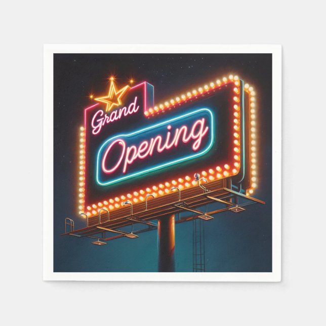 Neon Grand Open Billboard Pappersservett (Framsidan)