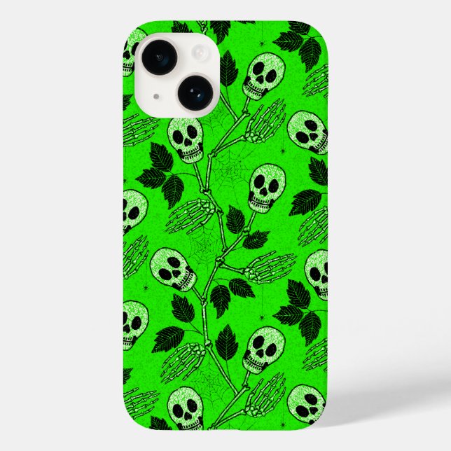 Neon Green Floral Gothic Skull  (Baksida)