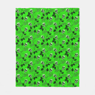 Neon Green Floral Gothic Skull  Fleecefilt