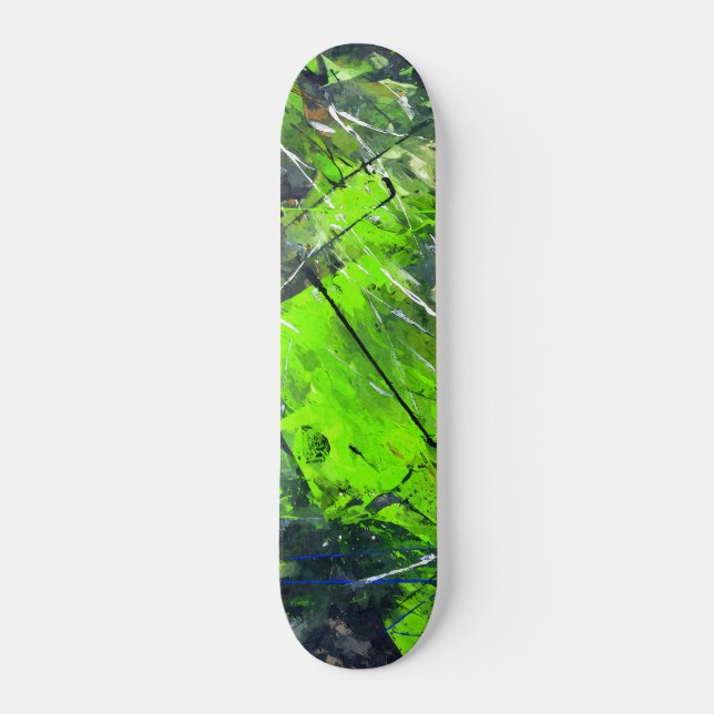 Neon Green Jungle Grunge Abstract Skateboard (Framsida)