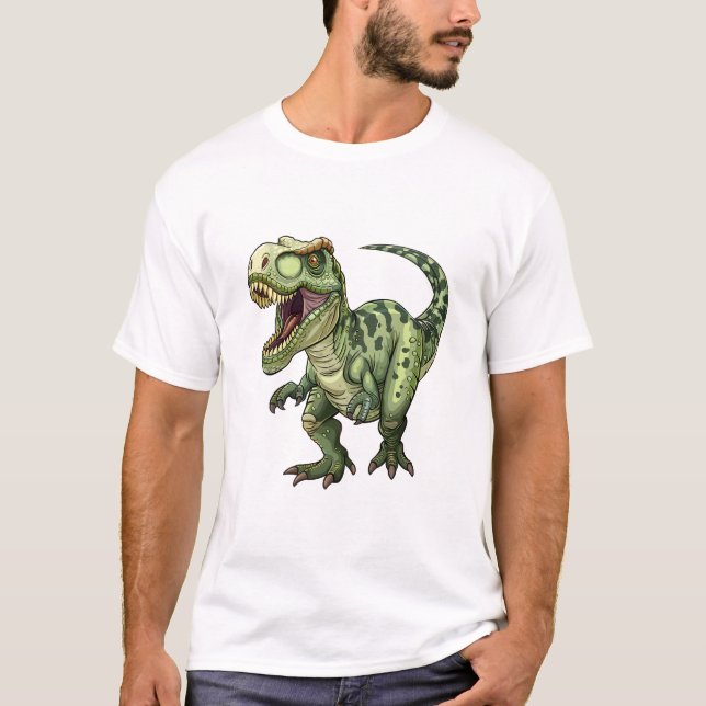 Neon Green Jurassic Rex Tee Art (Framsida)