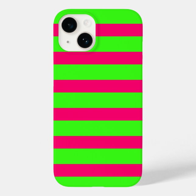 Neon Green & Pink Striped iPhone Case – Customize (Baksida)